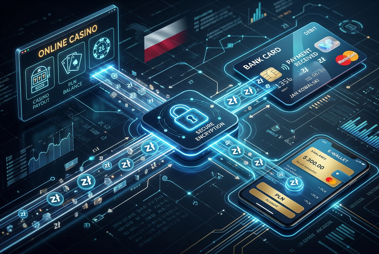 Modern financial technology visualization of secure casino payouts to digital wallets and cards